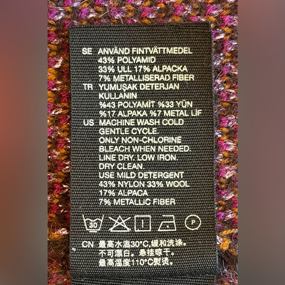 EUC & OTHER STORIES Floral Jacquard Sweater Metallic Thread Detail M Plum Purple - Picture 15 of 16